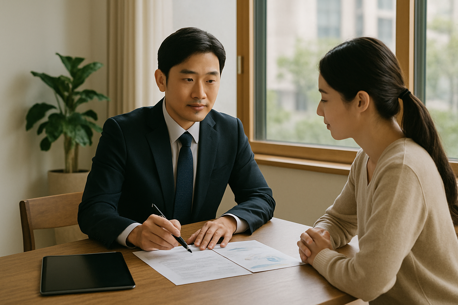 정기보험 상담을 준비하는 한국 사무 환경