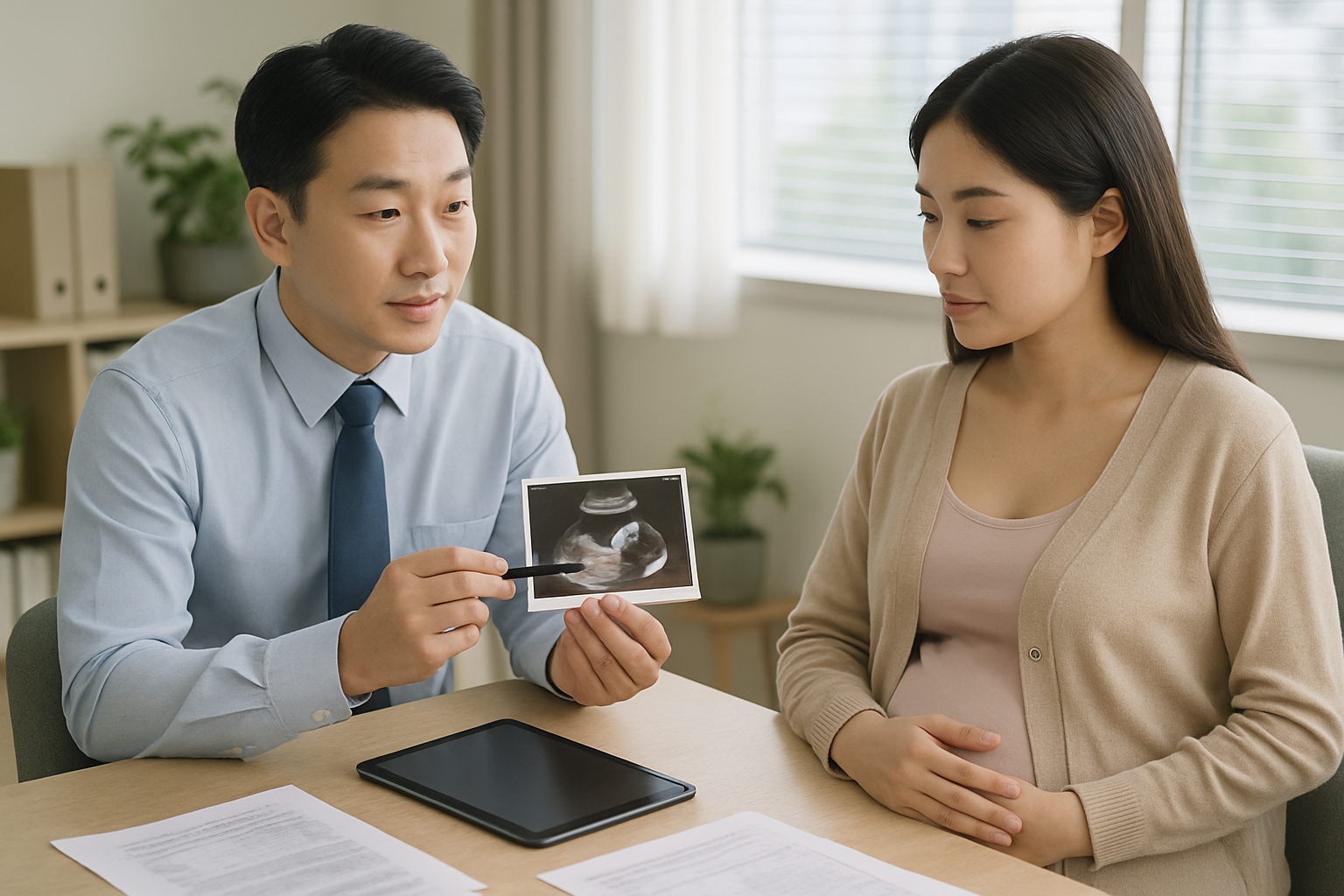 태아보험 상담을 준비하는 한국 사무 환경